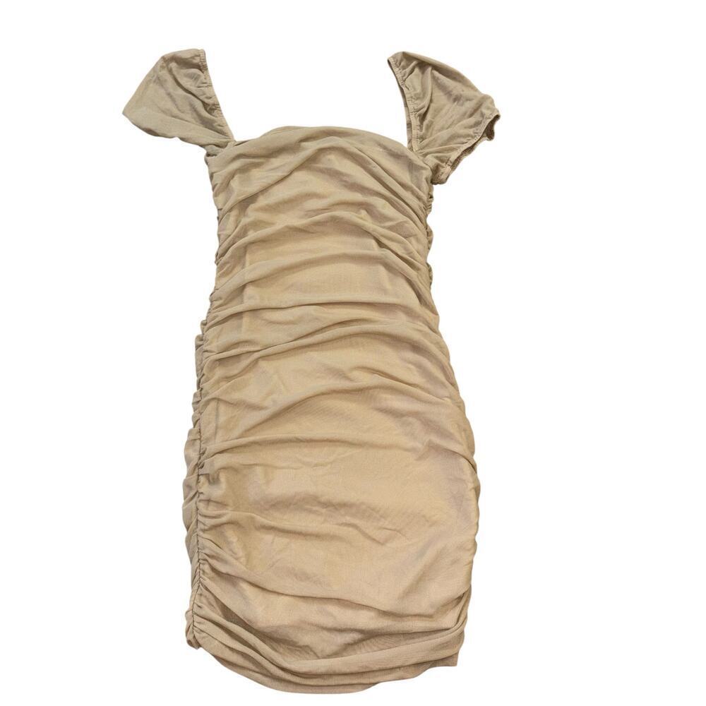 Princess Polly Charvi Mini Bodycon Scrunch Tan Dress Women’s Sz 6 Cubwear Dance